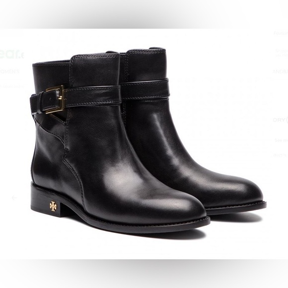 NWT- Tory Burch Black “Brooke” Ankle Booties with Gold Buckle - Picture 3 of 8